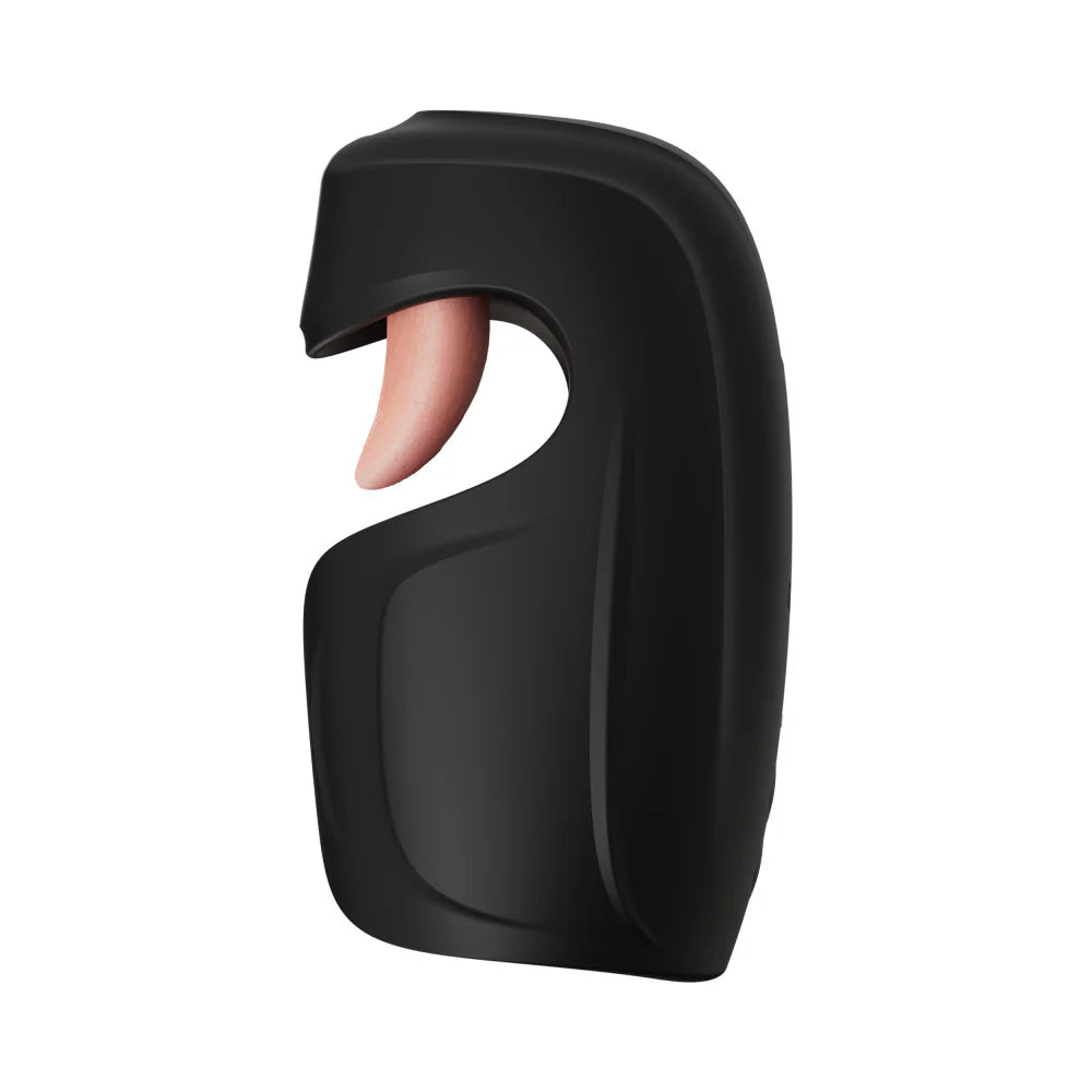 Side view of the Lickety Split, showcasing the protruding tongue off the top of the toy to "flick" the head of the shaft. | Kinkly Shop