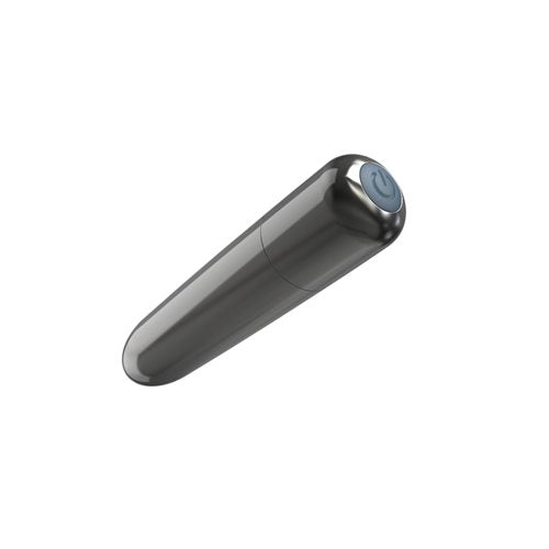 3/4ths view of the PowerBullet Bullet Point showcases the single button at the base and a single seam near the base of the vibrator. | Kinkly Shop