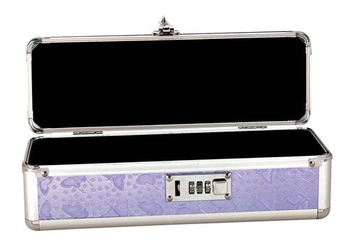 The Lockable Vibrator Case is fully open, showing that the interior of the case is completely empty with no storage or organizational dividers or anything | Kinkly Shop