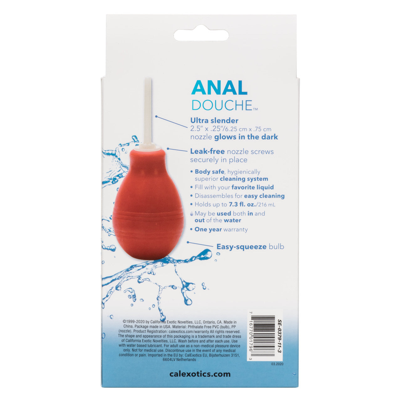 Backside of the packaging for the Anal Douche | Kinkly Shop