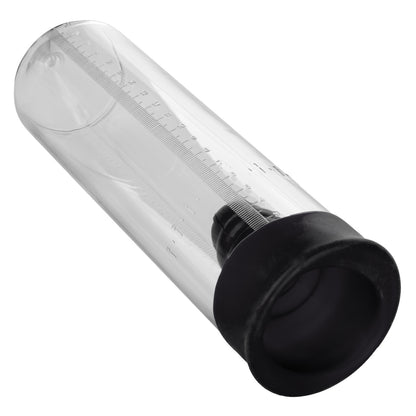 Close-up on the side of the cylinder on the Rookie Penis Pump. Measurements are printed on the side of the cylinder. | Kinkly Shop