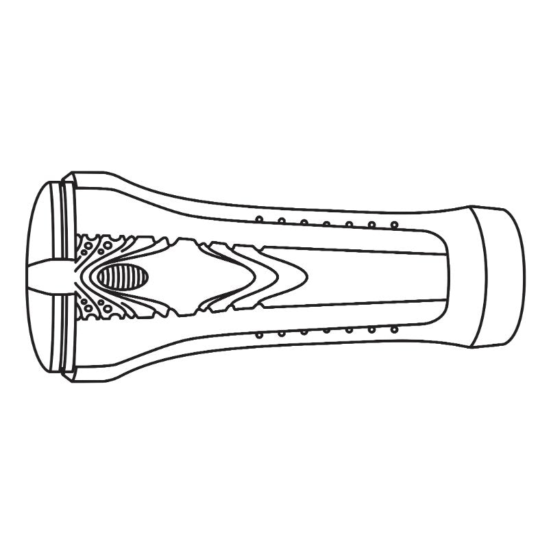 Illustration showcases the internal texture of the Clone-A-Pussy Plus+ Sleeve. It has diagonal ribbing throughout the interior. | Kinkly Shop