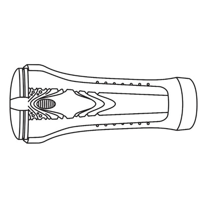 Illustration showcases the internal texture of the Clone-A-Pussy Plus+ Sleeve. It has diagonal ribbing throughout the interior. | Kinkly Shop