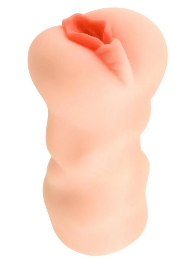 View of the side of the Cherie DeVille Pussy stroker. | Kinkly Shop
