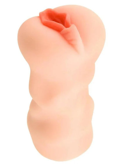 View of the side of the Cherie DeVille Pussy stroker. | Kinkly Shop
