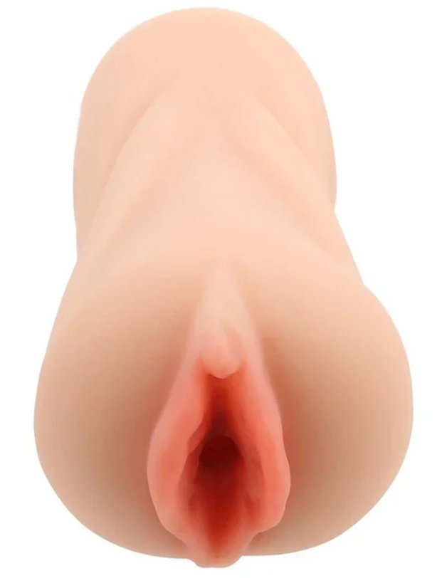 Close-up of the entrance and orifice of the Gina Valentina Pussy stroker. It has visible inner labia. | Kinkly Shop