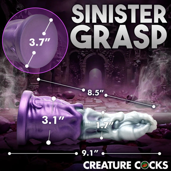 The Creature Cocks Grim Reaper with measurements superimposed over its length. All measurements are included within the product description text. | Kinkly Shop