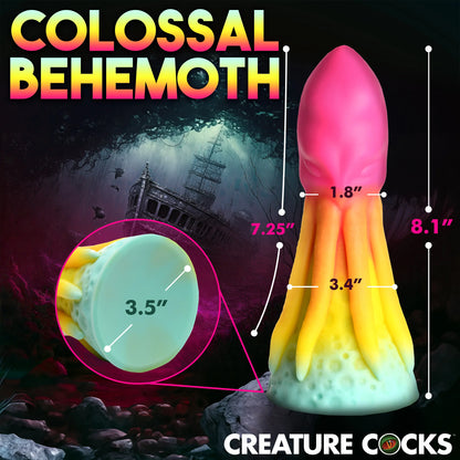 The Creature Cocks King Kraken with measurements superimposed over the toy's image. All measurements are included within the product text description. | Kinkly Shop