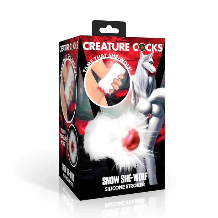 Packaging for the Creature Cocks Snow She-Wolf Silicone Stroker | Kinkly Shop