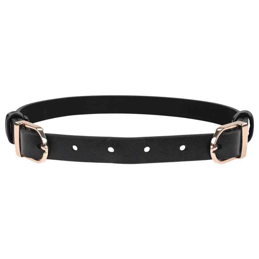 The Sportsheets Double Buckle Day Collarin front of a plain white background. It offers a beautiful fashion statement while simultaneously allowing for a wide range of adjustment. | Kinkly Shop