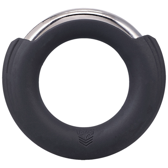 The Fort Troff Pinch Zero with the magnetic piece in place, showcasing how the ring has the silicone sleeve around the metal to help make it more comfortable to wear. | Kinkly Shop
