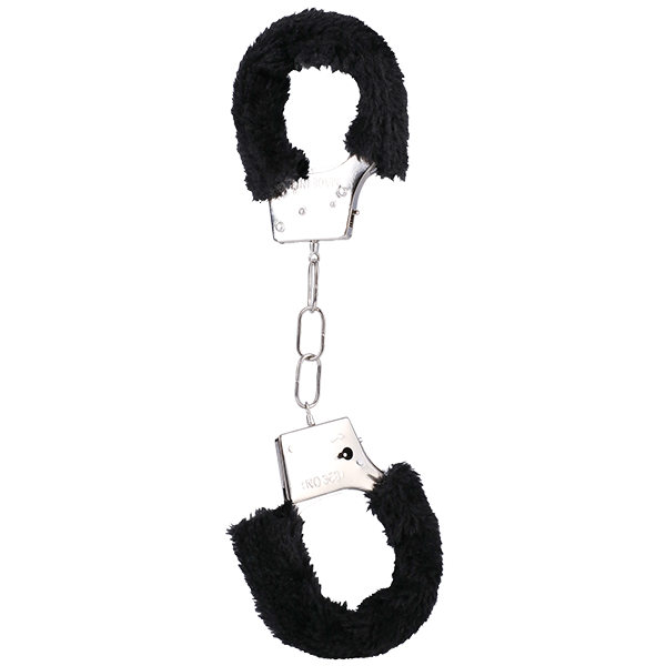 The two cuffs are connected by three metal chain links. | Kinkly Shop