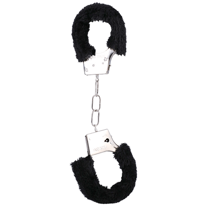 The two cuffs are connected by three metal chain links. | Kinkly Shop