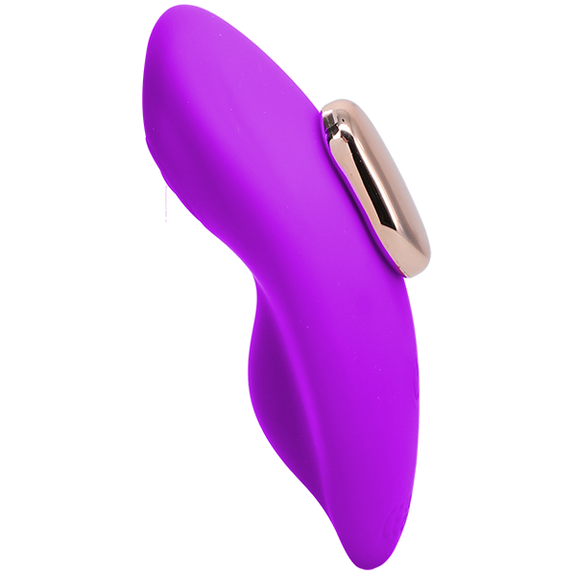 Side view of the In A Bag Panty Remote Panty Vibe showcasing how the metallic magnet attaches to the backside of the vibrator. | Kinkly Shop