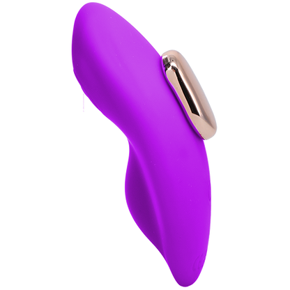 Side view of the In A Bag Panty Remote Panty Vibe showcasing how the metallic magnet attaches to the backside of the vibrator. | Kinkly Shop