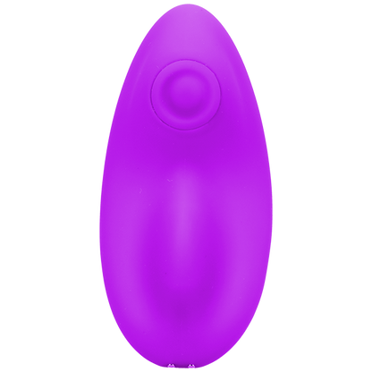 The panty vibe of the In A Bag Panty Remote Panty Vibe faces the camera, showcasing the hilled design of its clitoral-facing side. | Kinkly Shop