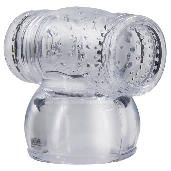 The Merci Cock Stroker Wand Attachment in front of a plain white background | Kinkly
