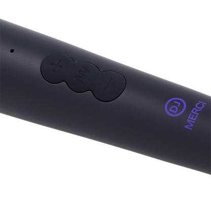 Close-up of the three buttons on the handle of the Merci Power Wand. | Kinkly