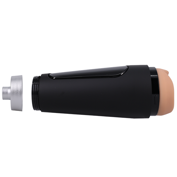 The Main Squeeze Adapter for Power Banger shown right next to the base of a Main Squeeze stroker, showcasing how it screws onto the base. | Kinkly Shop