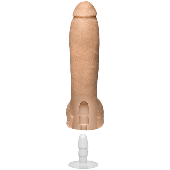 The Signature Cocks - Jeff Stryker Firmskyn dildo shown with an X-Ray base showcasing where the Vac-U-Lock hole is. This Vac-U-Lock hole allows the dildo to work with all Vac-U-Lock accessories. | Kinkly Shop