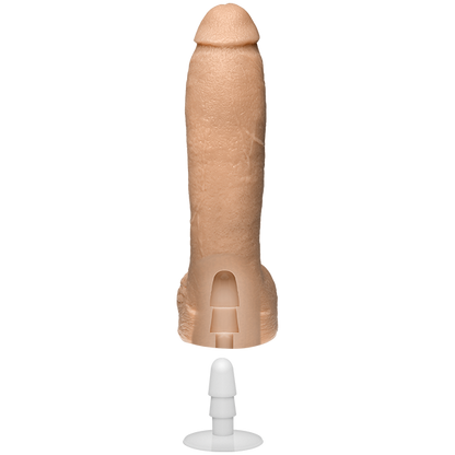 The Signature Cocks - Jeff Stryker Firmskyn dildo shown with an X-Ray base showcasing where the Vac-U-Lock hole is. This Vac-U-Lock hole allows the dildo to work with all Vac-U-Lock accessories. | Kinkly Shop