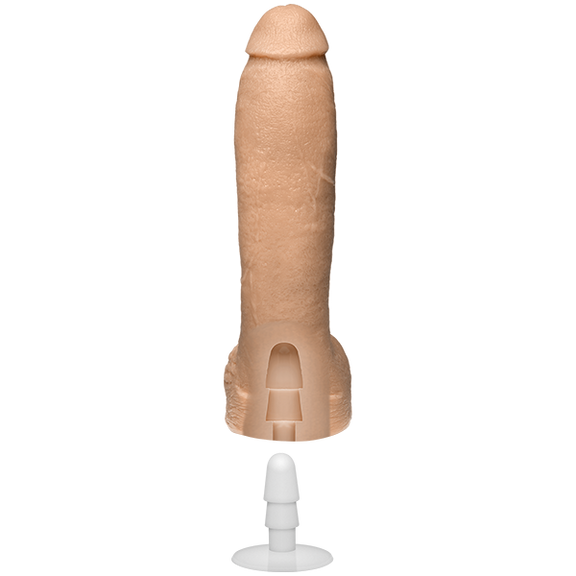 The Signature Cocks - Jeff Stryker Firmskyn dildo shown with an X-Ray base showcasing where the Vac-U-Lock hole is. This Vac-U-Lock hole allows the dildo to work with all Vac-U-Lock accessories. | Kinkly Shop