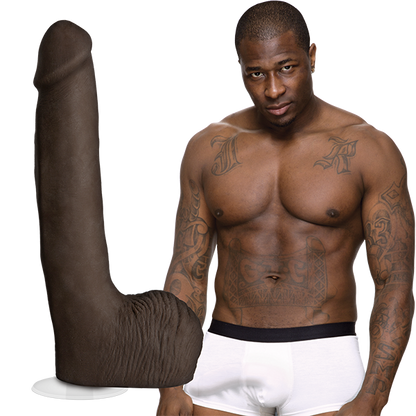 A shirtless Rob Piper staring into the camera. The Signature Cocks Rob Piper dildo is shown next to the porn star. | Kinkly Shop
