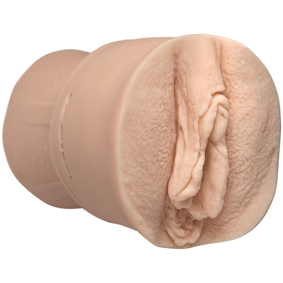 Close-up of the orifice and entrance on the Signature Strokers Lily Labeau stroker. It's molded directly from the porn star's vulva. | Kinkly Shop