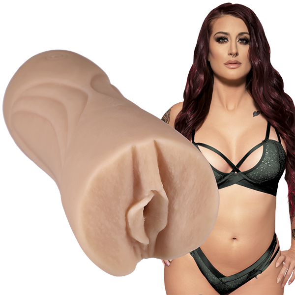 Tana Lea is wearing lingerie while staring into the camera. The Tana Lea stroker is shown next to the porn star. | Kinkly Shop