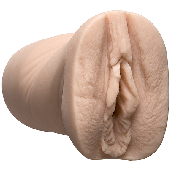 A close-up of the orifice and entrance of the Signature Strokers Vicky Vette stroker. The vulva is molded directly from the porn star's vulva. | Kinkly Shop