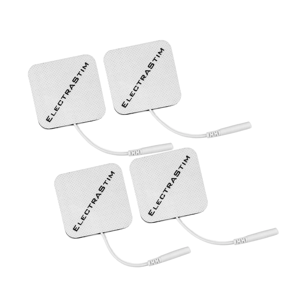 The ElectraStim Square Self-Adhesive Pads shown in front of a plain white background | Kinkly