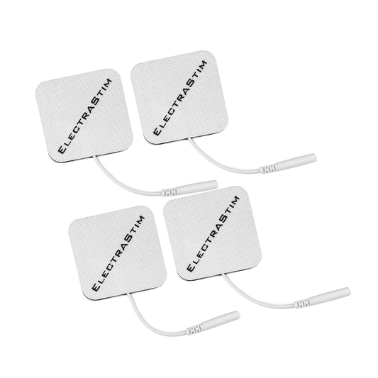 The ElectraStim Square Self-Adhesive Pads shown in front of a plain white background | Kinkly