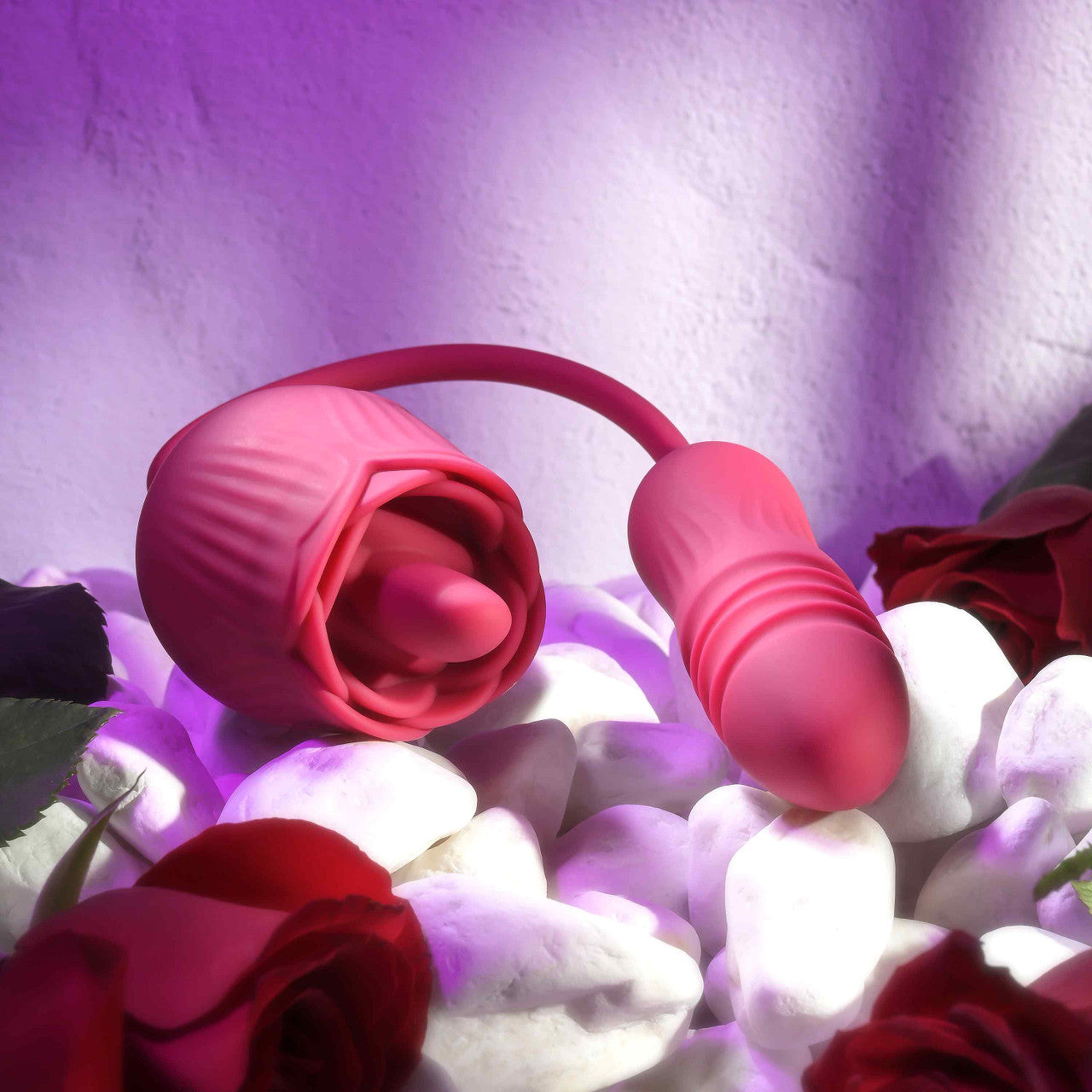 Close-up on the tongue sticking out out of the inside of the Evolved Wild Rose. | Kinkly Shop