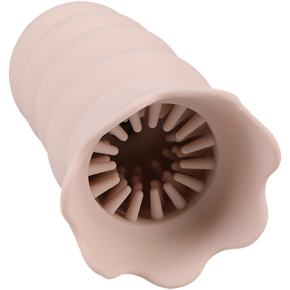 Close-up on the tunnel of the Fantasy Fuckers The Worm. The tunnel has a lot of very long, pointed nubs that make up the entirety of the texture inside of the stroker. | Kinkly Shop