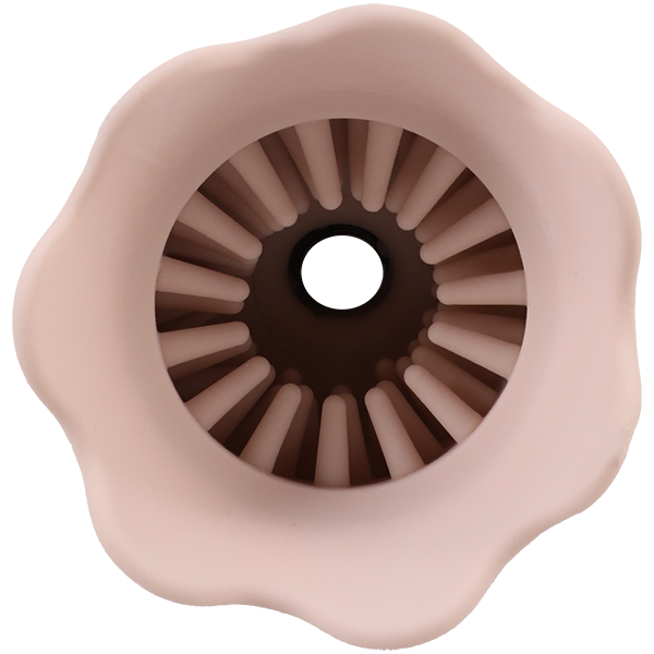 Looking down the center tunnel of the Fantasy Fuckers The Worm, showcasing the open hole on the other side of the stroker for easier drainage and cleaning. | Kinkly Shop