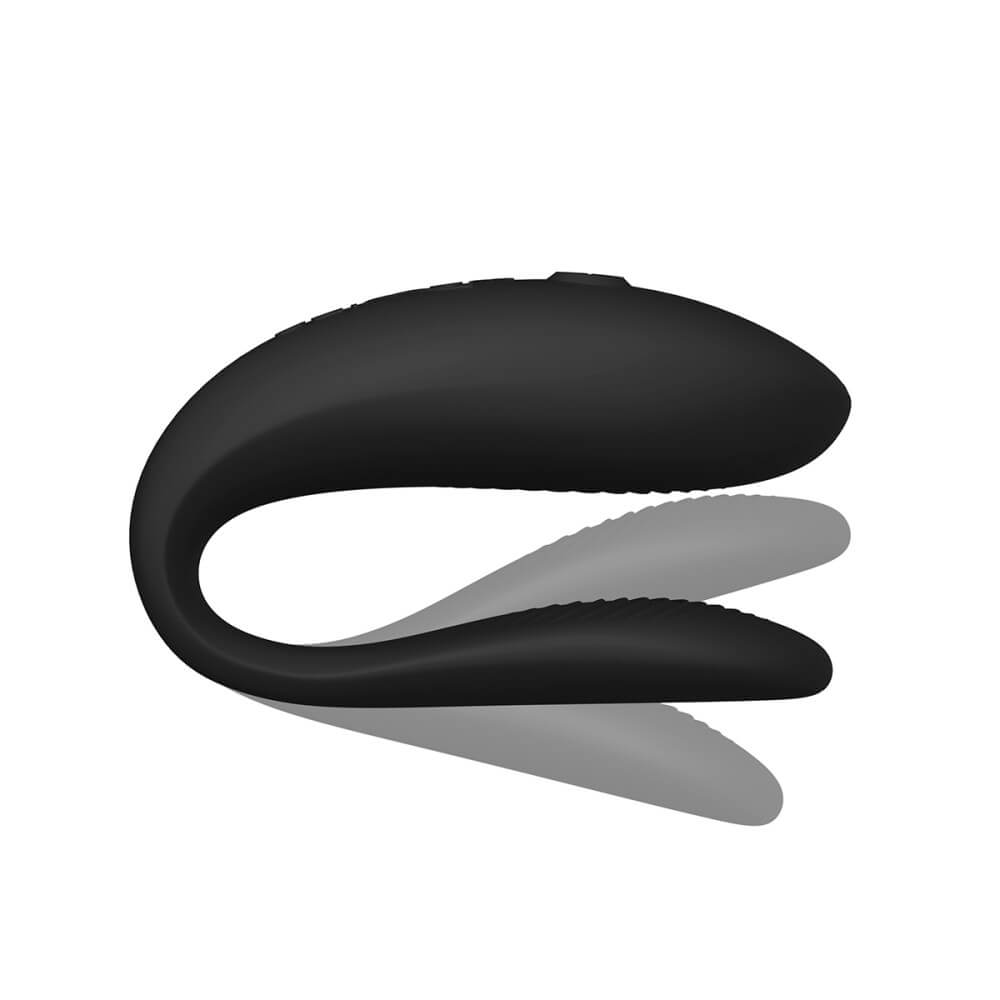 Side profile of the We-Vibe Sync Lite. Copy images are superimposed over top of the original, showcasing how far the insertable end can flex to get a good fit. | Kinkly Shop