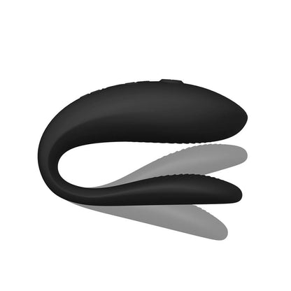 Side profile of the We-Vibe Sync Lite. Copy images are superimposed over top of the original, showcasing how far the insertable end can flex to get a good fit. | Kinkly Shop