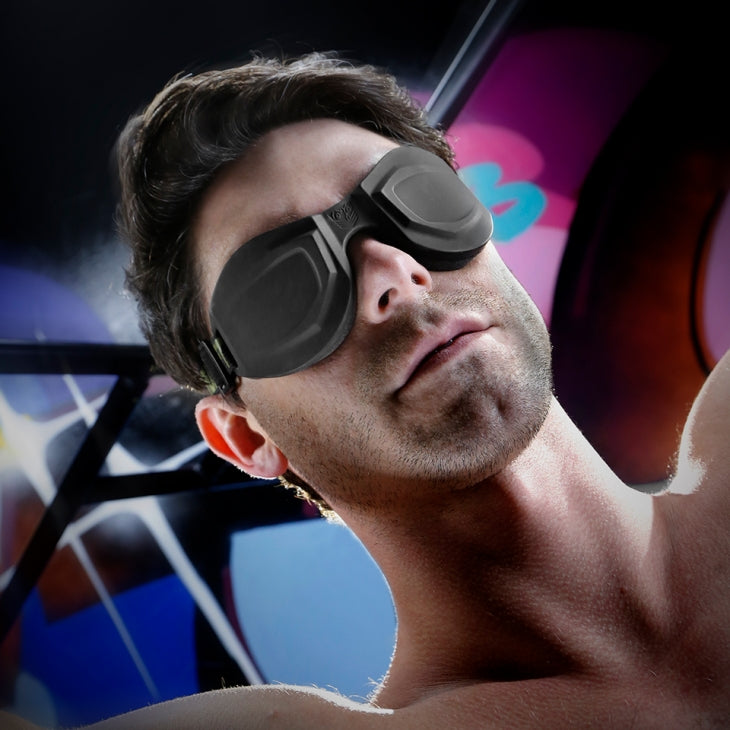 A person wears the Fort Troff Black Ops Blink. They look comfortable on the person's face. | Kinkly Shop