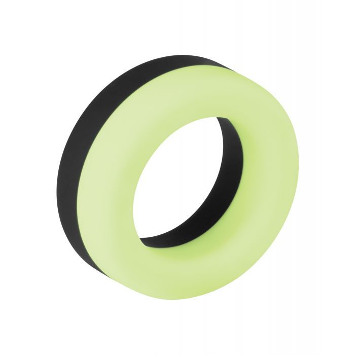 A 3/4ths angle of the Forto F-19 Two-Tone Glow in the Dark in front of a white background. This showcases the glow-in-the-dark side on one side with a plain, matte black side on the opposing side. | Kinkly Shop