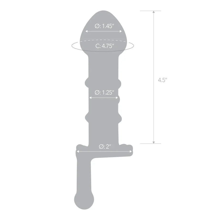 Measurements from the glass dildo. All measurements can be found within the product text itself. | Kinkly Shop
