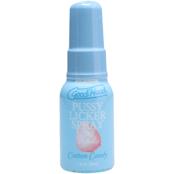 The bottle of the GoodHead Pussy Licker Spray in Cotton Candy | Kinkly