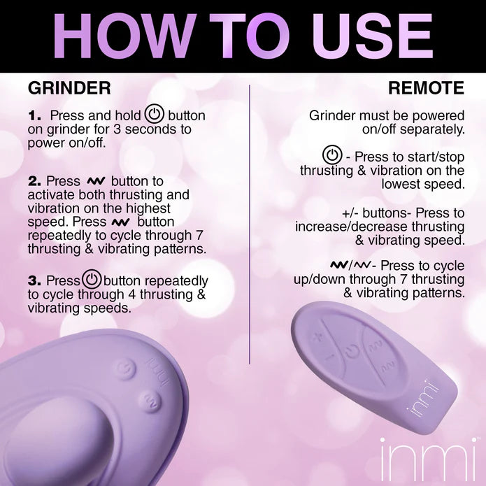 Instructions about how to use the Inmi Thrust N' Grind | Kinkly Shop