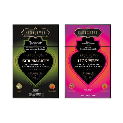 Both versions of the Kama Sutra Set-To-Go boxes sitting out next to one another. Their lids are all closed.  | Kinkly Shop