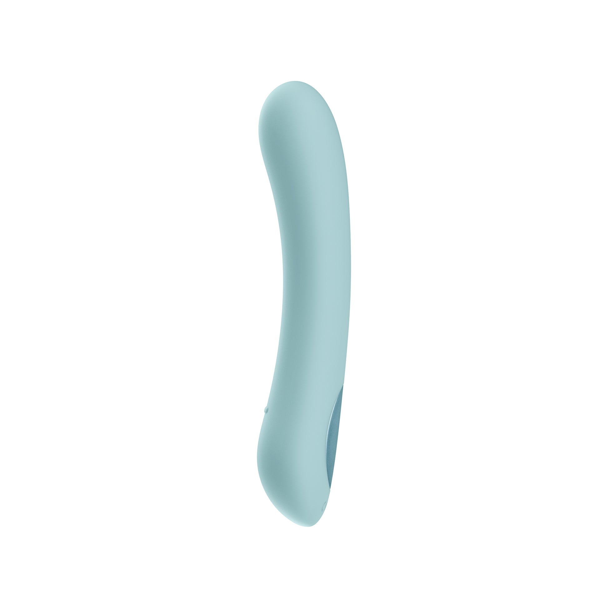 A side view of the KIIROO Pearl2+. This angle showcases the full silicone design with the slight, small plastic panel on the backside of the base. | Kinkly Shop