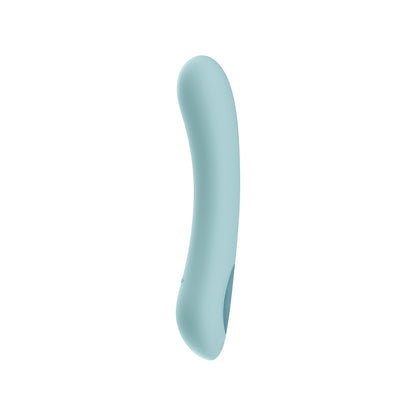 A side view of the KIIROO Pearl2+. This angle showcases the full silicone design with the slight, small plastic panel on the backside of the base. | Kinkly Shop