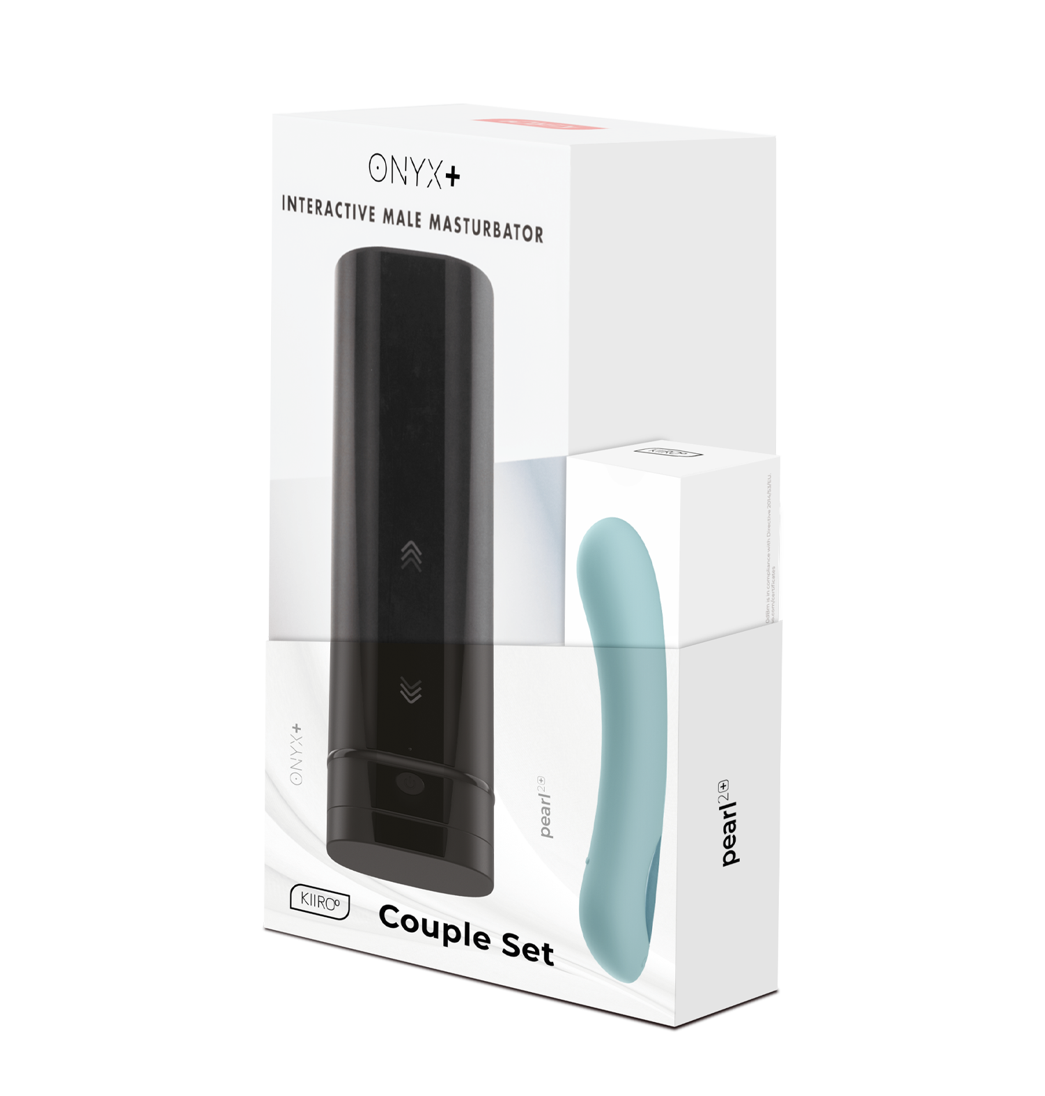 The packaging for the Onyx+ and Pearl2+ Interactive Couple Set | Kinkly Shop
