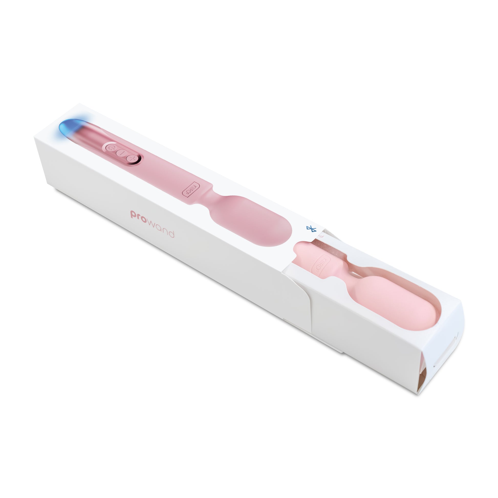 The KIIROO ProWand inside of its sleeve inside of its cardboard packaging | Kinkly Shop
