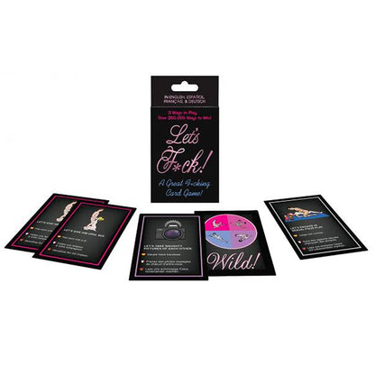 The box for the Let's Fuck with cards included inside of the game spread out around the box | Kinkly