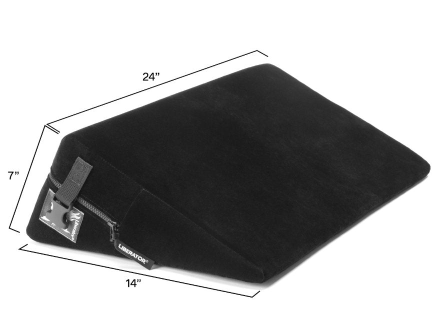 An illustration of the Liberator Black Label Wedge with measurements superimposed over the illustration. All measurements can be found in the text of the product description. | Kinkly Shop