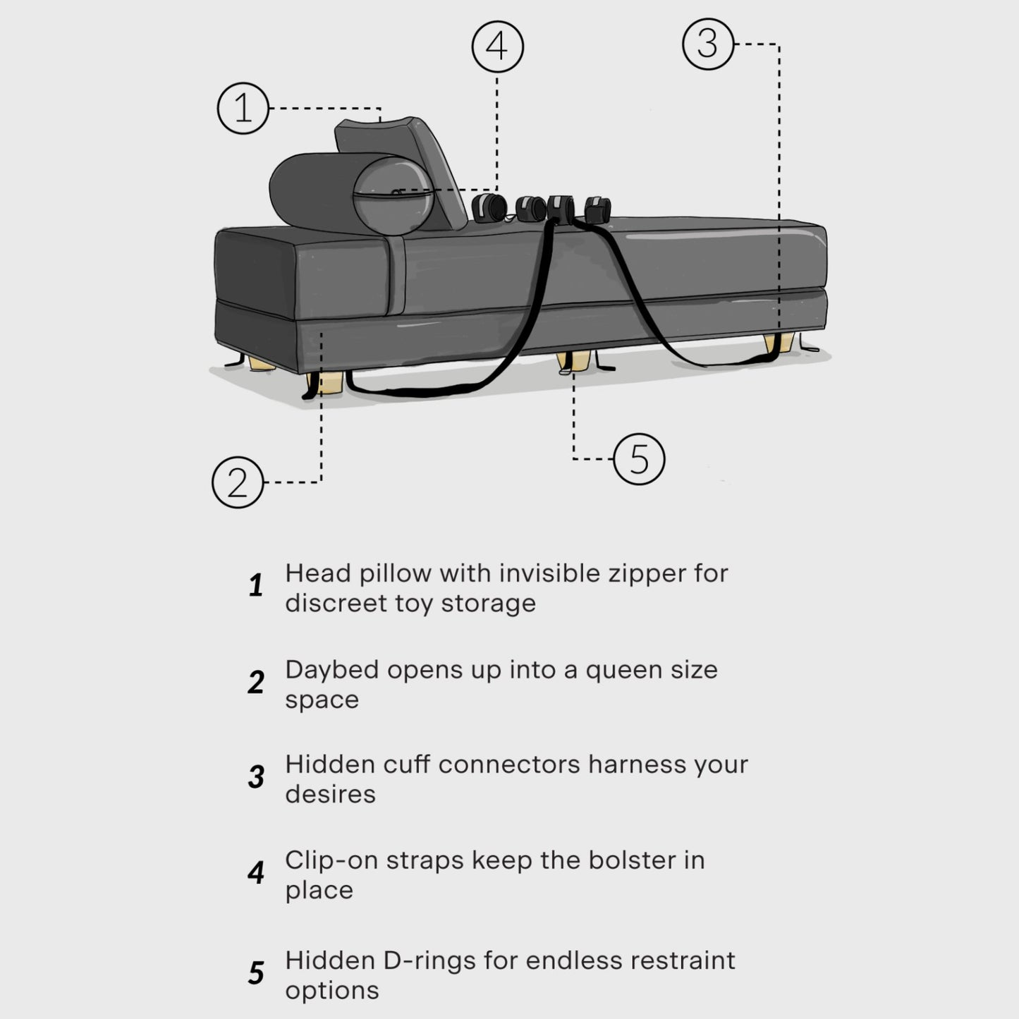 Liberator Black Label Divan Daybed with Cuffs